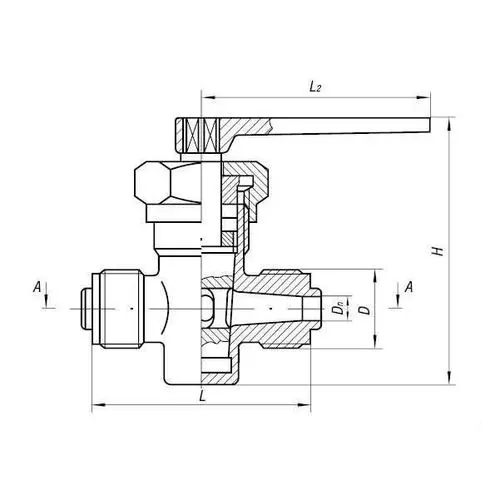 Бронзовый кран 3-ходовой штуцерный сальниковый с Г-образной пробкой 10x25 мм 536-3М.332 (ИТШЛ.49174111)